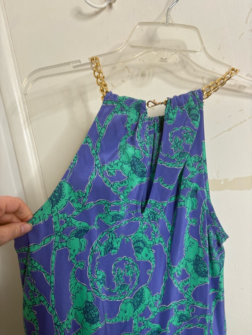 Lilly Pulitzer Silk Elephant Print Chain Strap Top - Picture 11 of 14